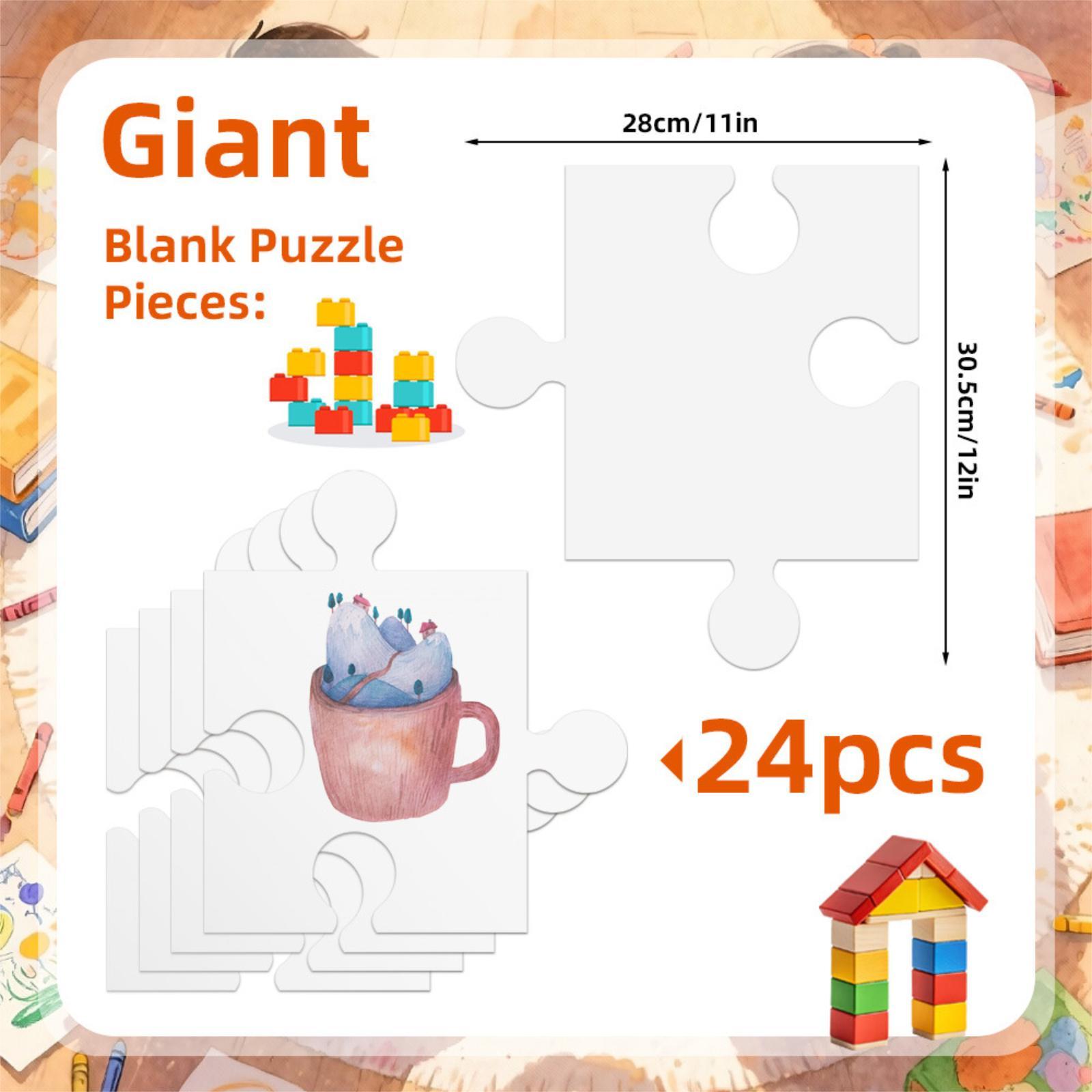 Puzzle Blank White - 24x Quebra-Cabeças em Cartão Branco em